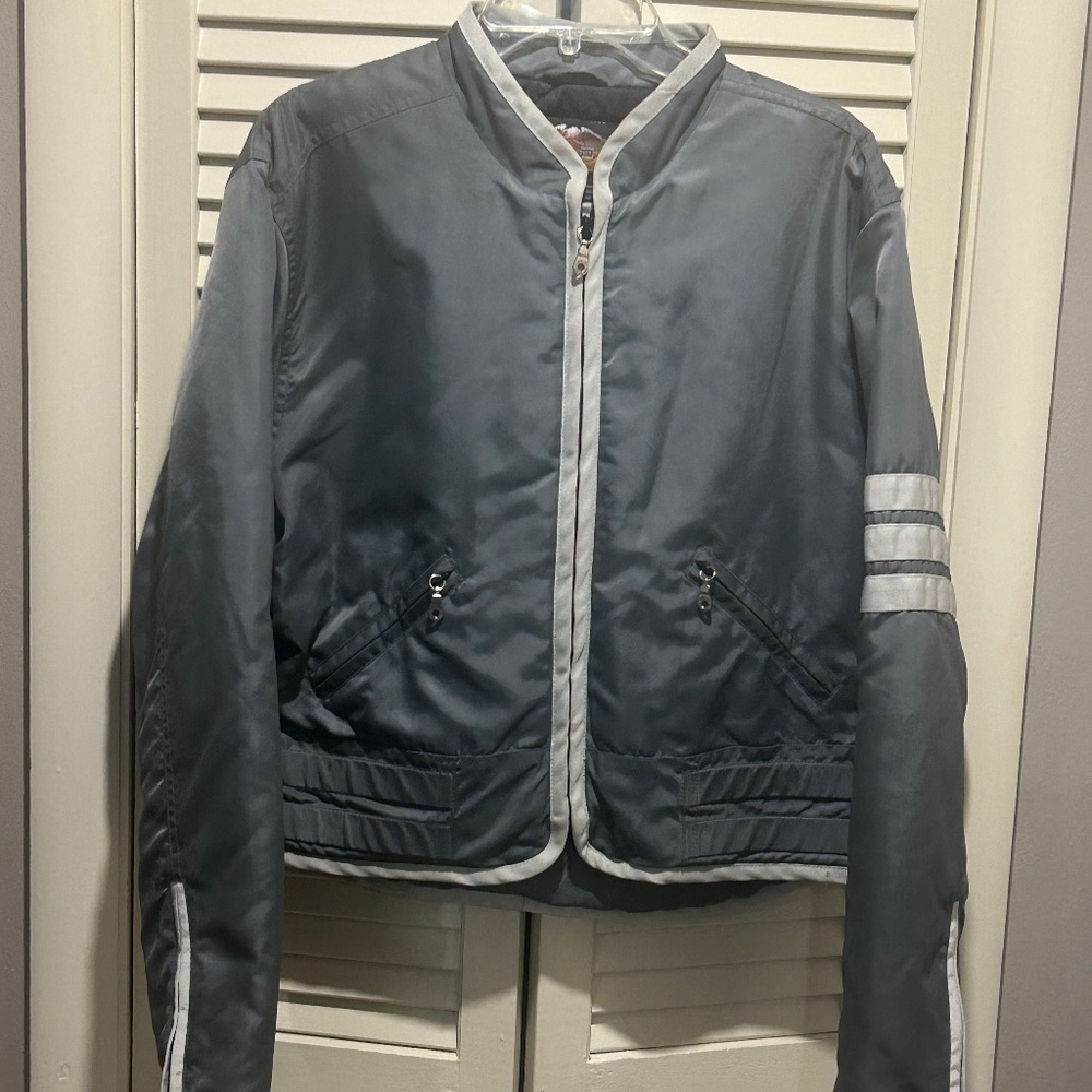 Harley Davidson Unisex 100% Nylon Gray bomber Jacket